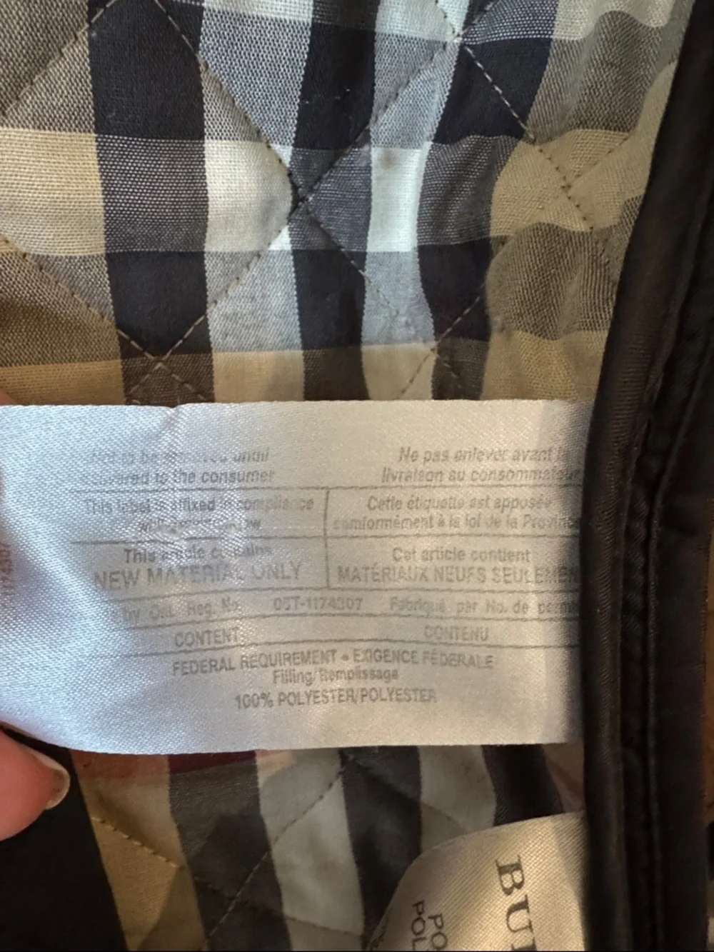 Burberry Beige and black Quilted Jacket with Signature Check Lining - Picture 5 of 5